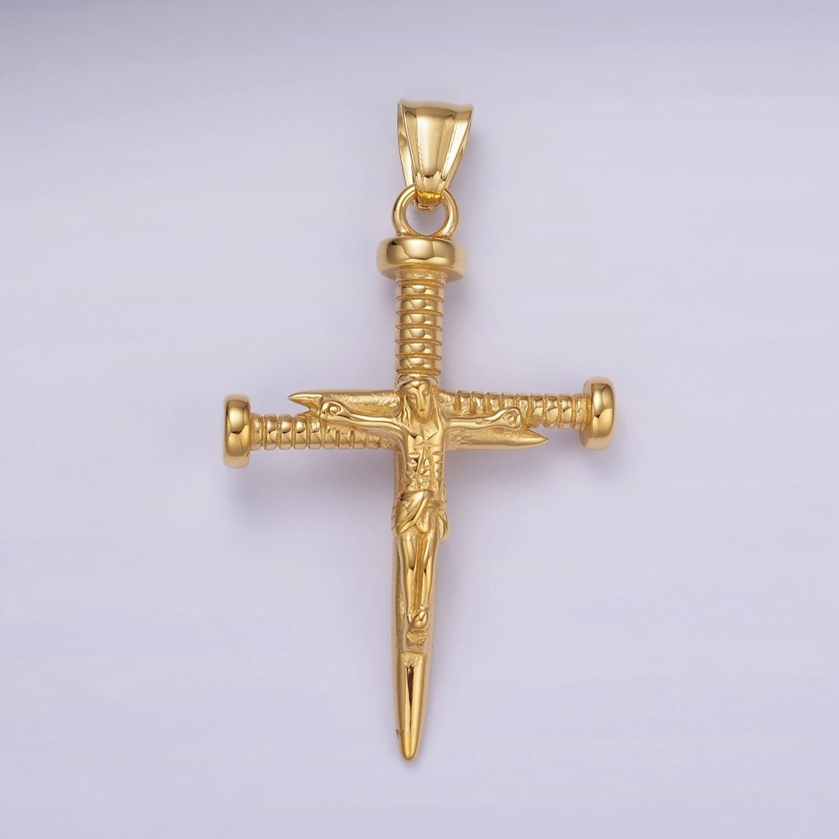 Stainless Steel Jesus Crucifix Nail Religious Cross Pendant | P1074
