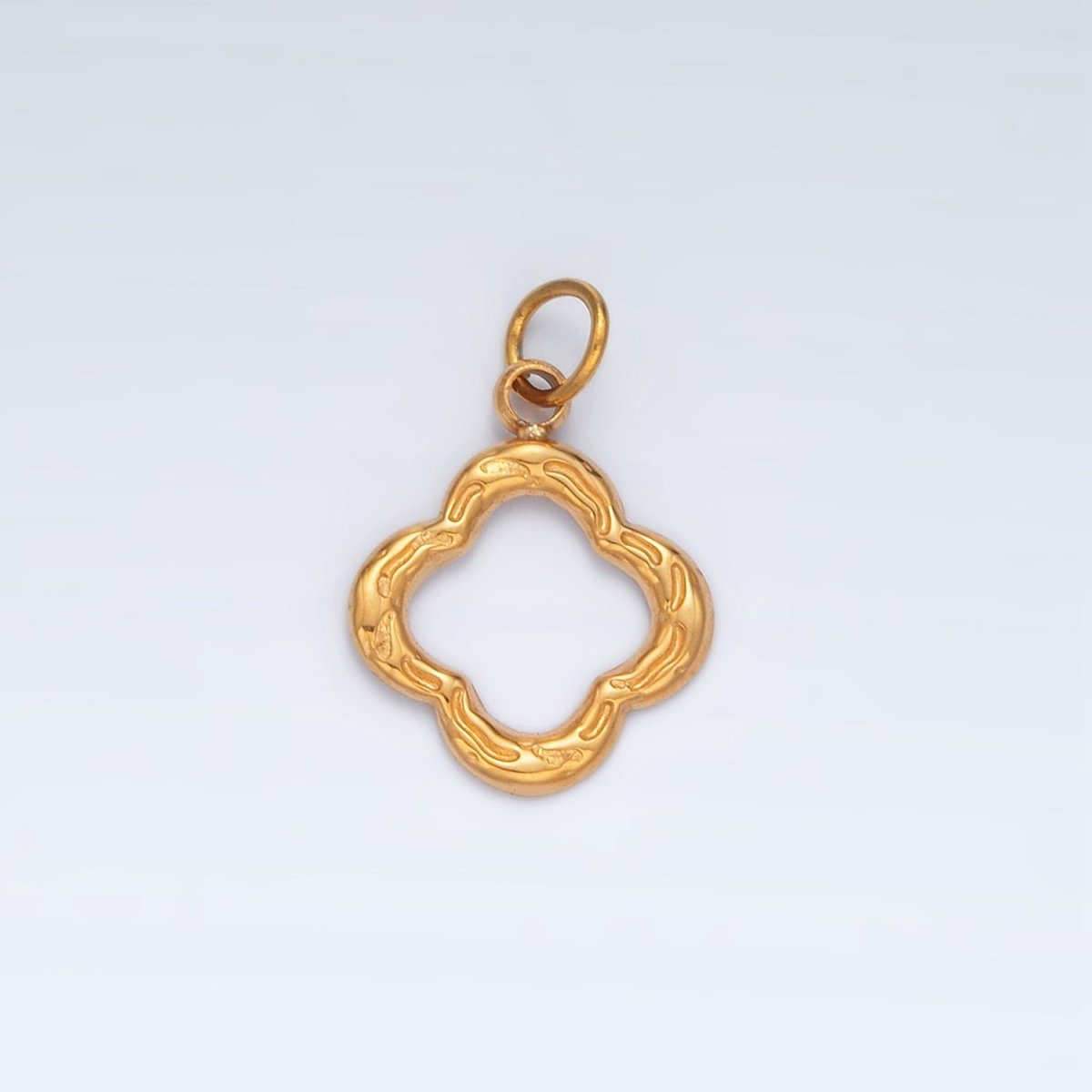 Stainless Steel Lined Open Flower Quatrefoil Charm | P1022