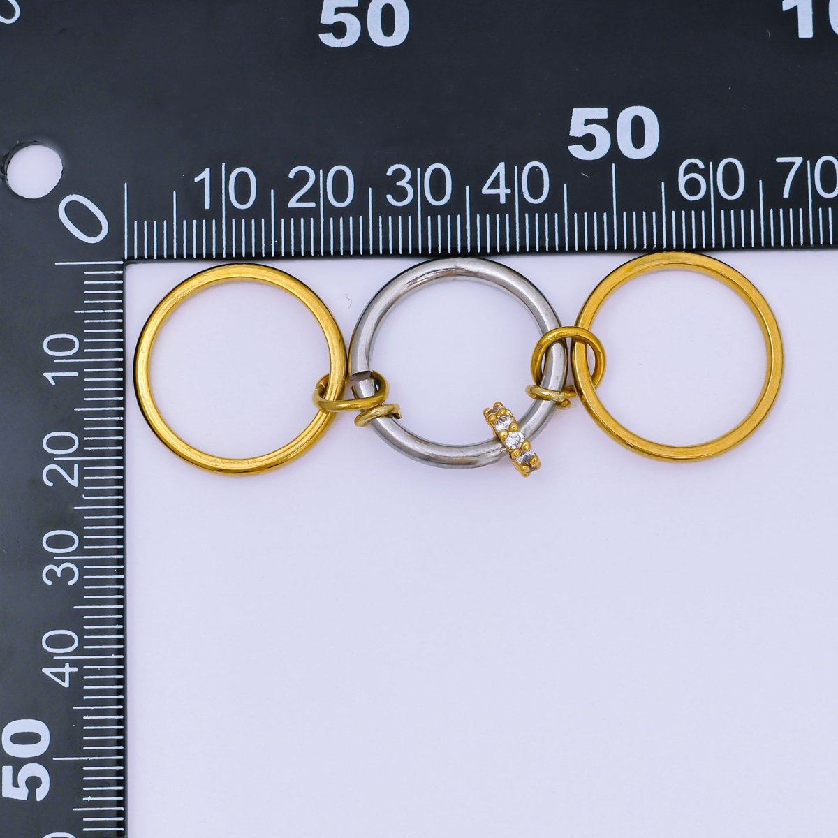 Stainless Steel Micro Paved CZ Three-in-One Simple Round Ring | O-1445
