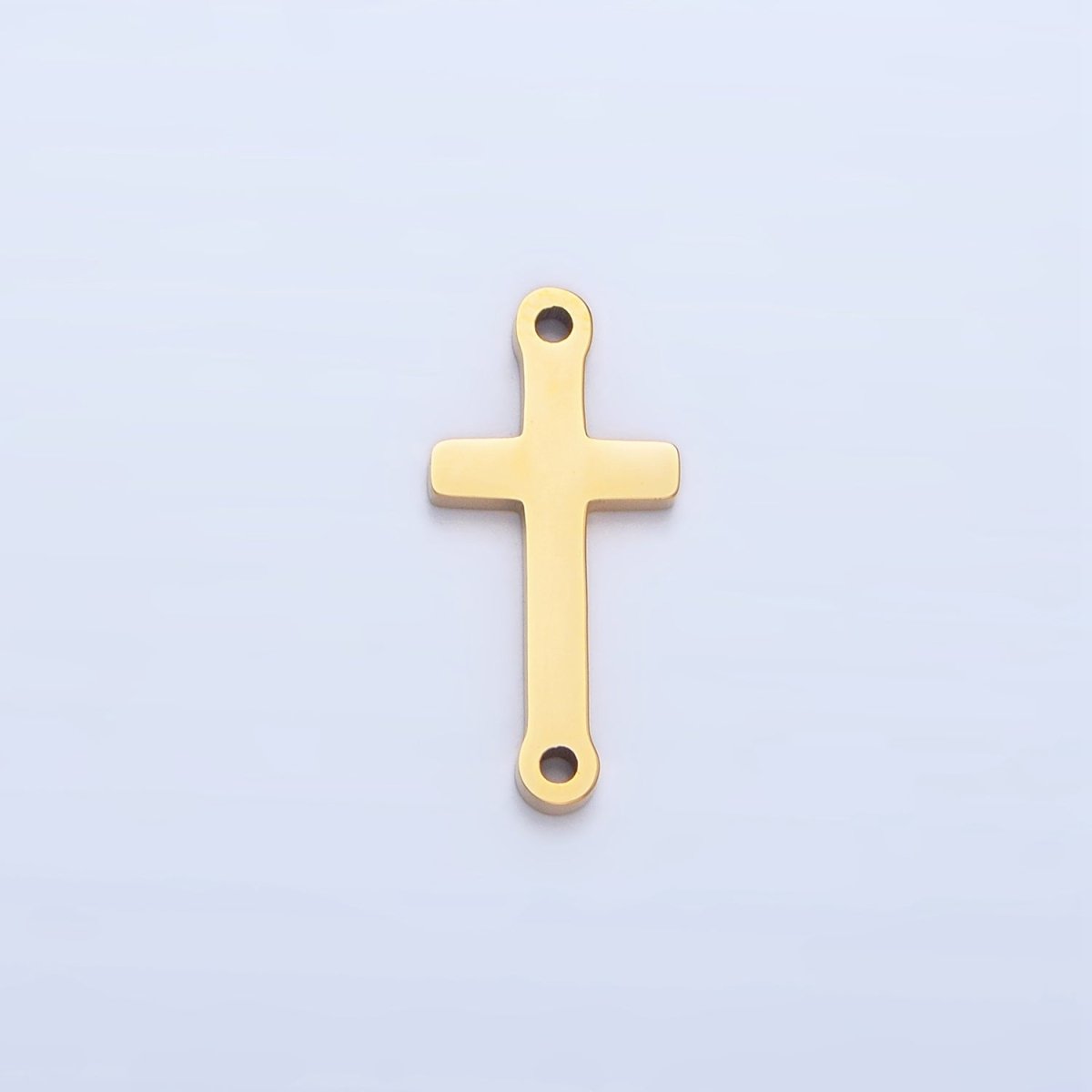 Stainless Steel 20mm Minimalist Religious Cross Connector in Gold & Silver | F366