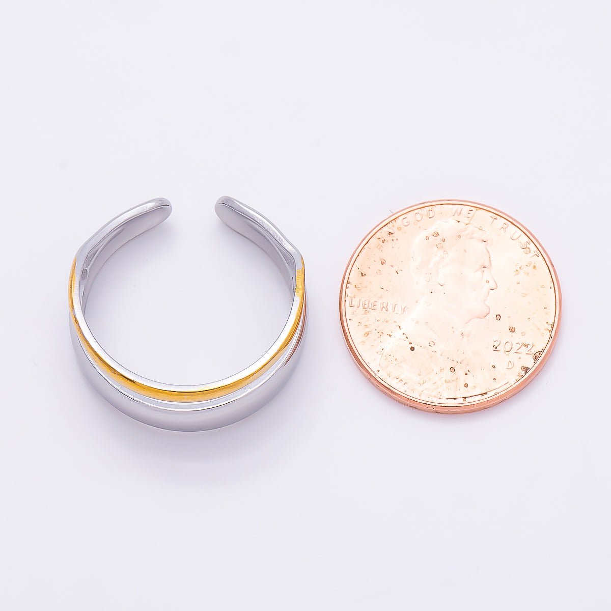 Stainless Steel Mixed Metal Minimalist Double Band Ring | Rings-00187