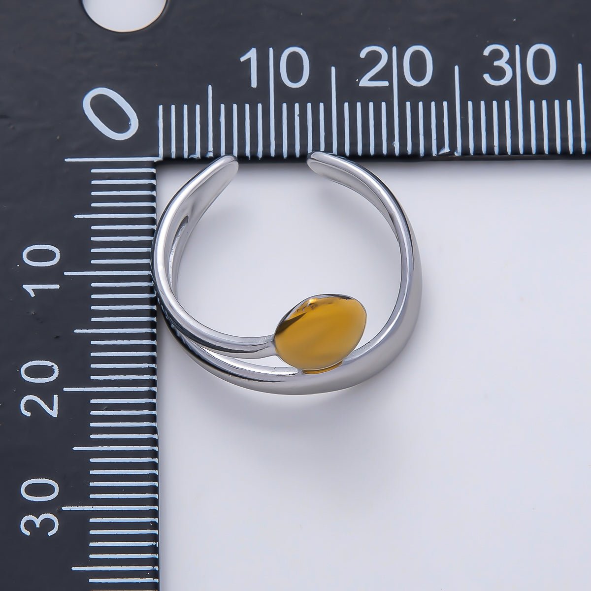 Stainless Steel Mixed Metal Molten Oval Double Band Ring | Rings-00184