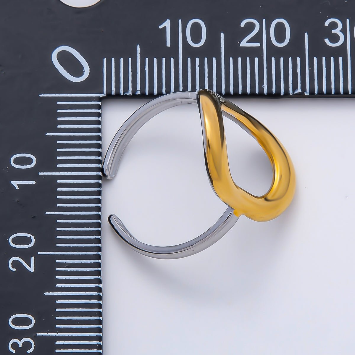 Stainless Steel Mixed Metal Open Molten Oval Ring | Rings-00175