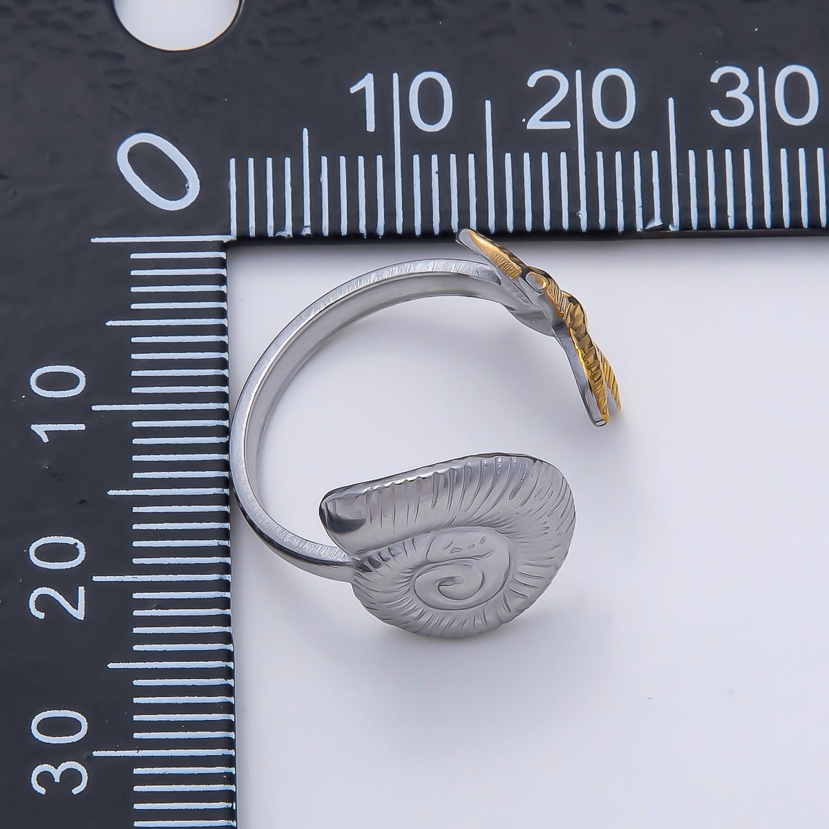 Stainless Steel Mixed Metal Starfish Scallop Sea Shell Wrap Ring | Rings-00182
