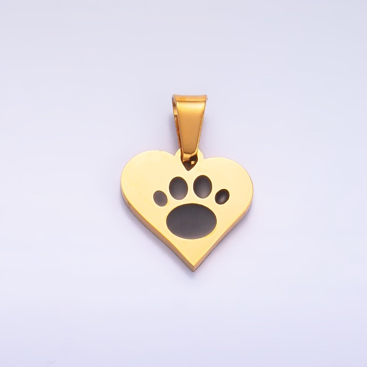 Stainless Steel Pet Paw Print Heart Pendant | P816