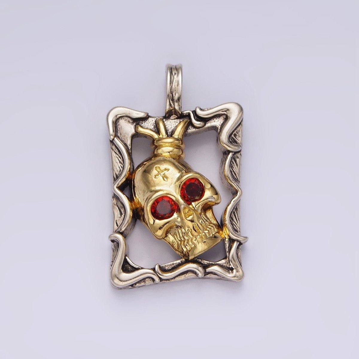 14K Gold Filled Skeleton Skull Open Rectangular Bezel | P861