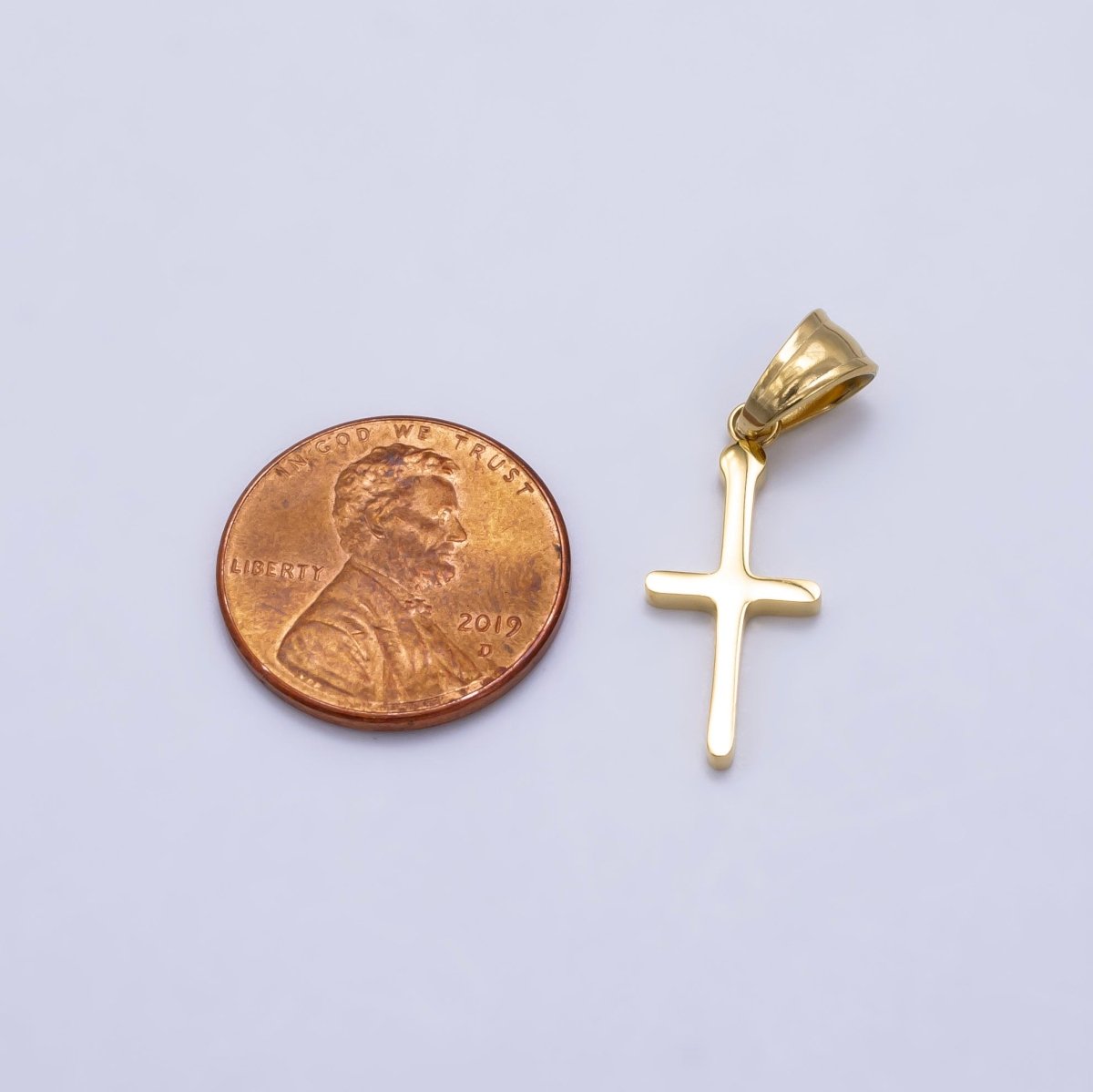 Stainless Steel 22mm Religious Cross Minimalist Pendant in Gold & Silver | P1289