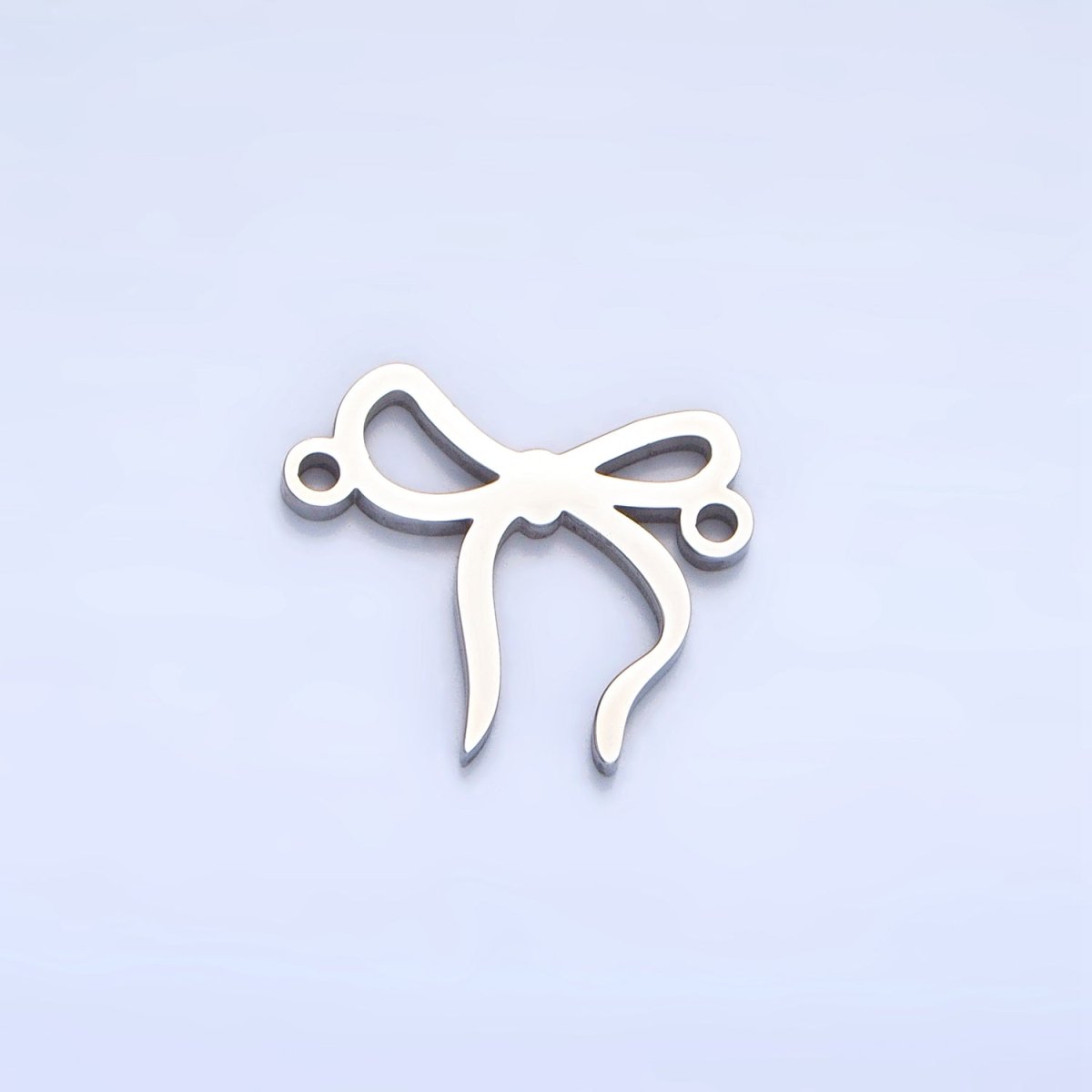 Stainless Steel 15mm Ribbon Bow Charm Connector in Gold & Silver | F279