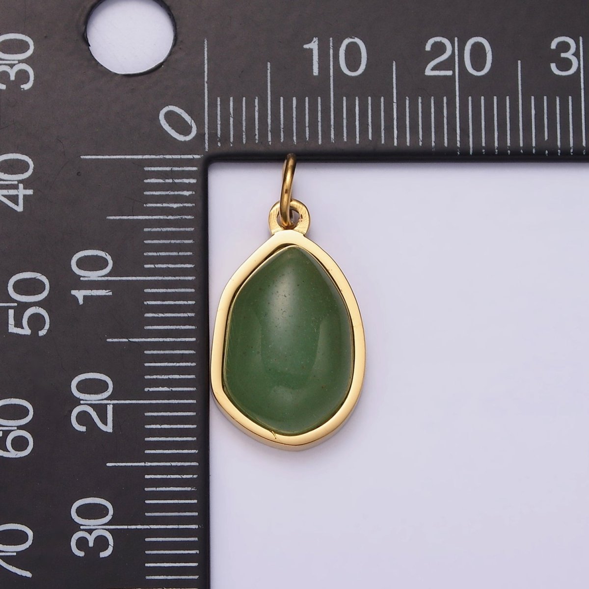 Stainless Steel Rose Quartz, Aventurine, Amethyst Abstract Teardrop Charm | P-638 ~P-640