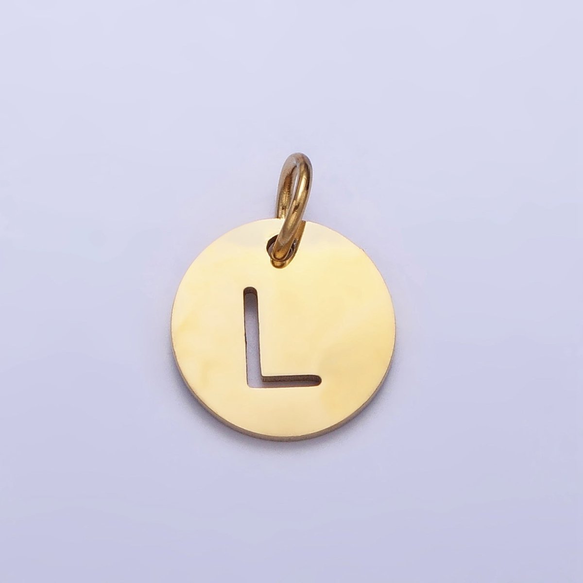 Stainless Steel Round Initial Alphabet Personalized Mini Add-On Charm in Gold | A-403-A-415