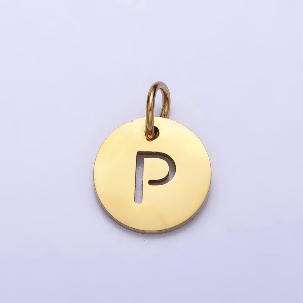 Stainless Steel Round Initial Alphabet Personalized Mini Add-On Charm in Gold | A-403-A-415
