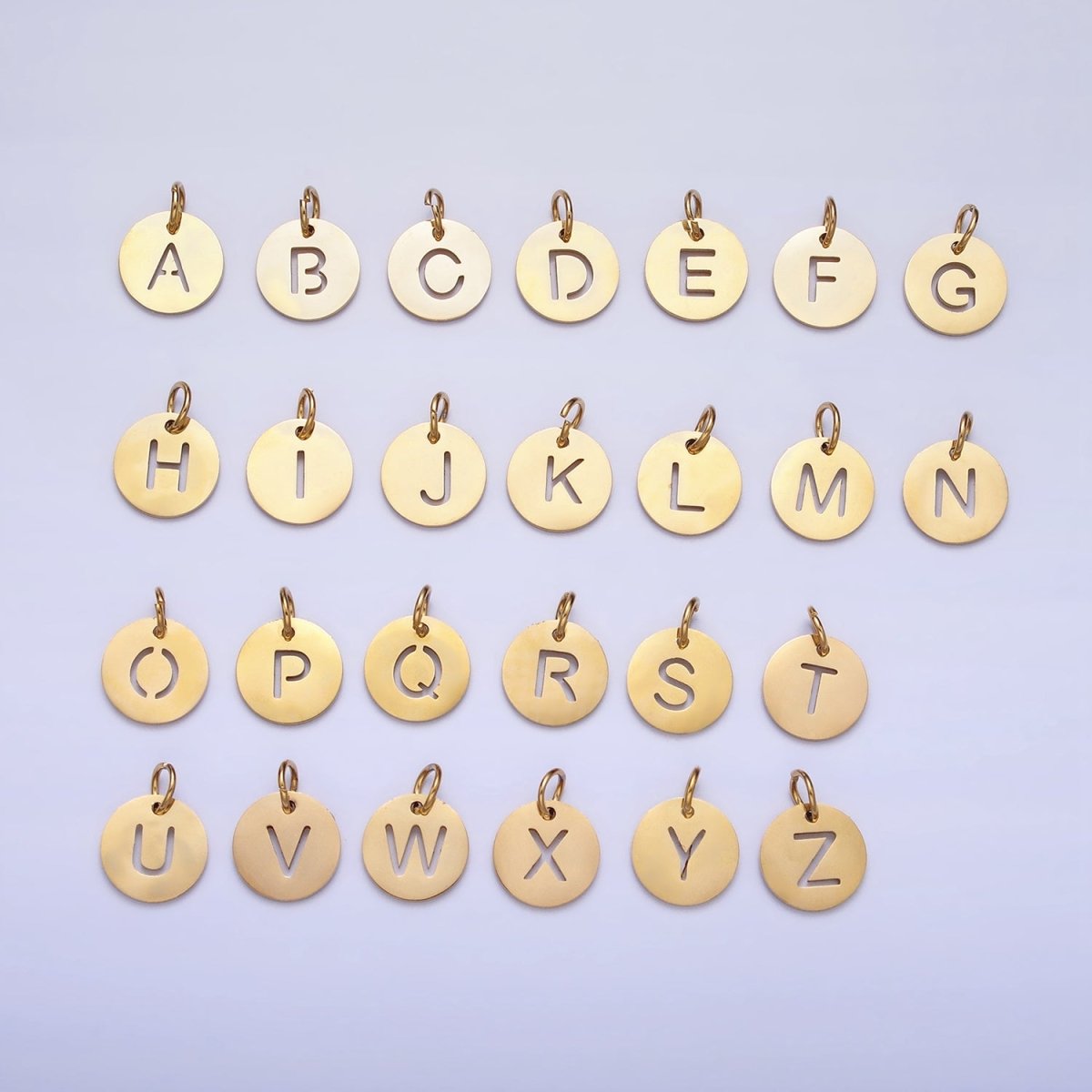 Stainless Steel Round Initial Alphabet Personalized Mini Add-On Charm in Gold | A-403-A-415