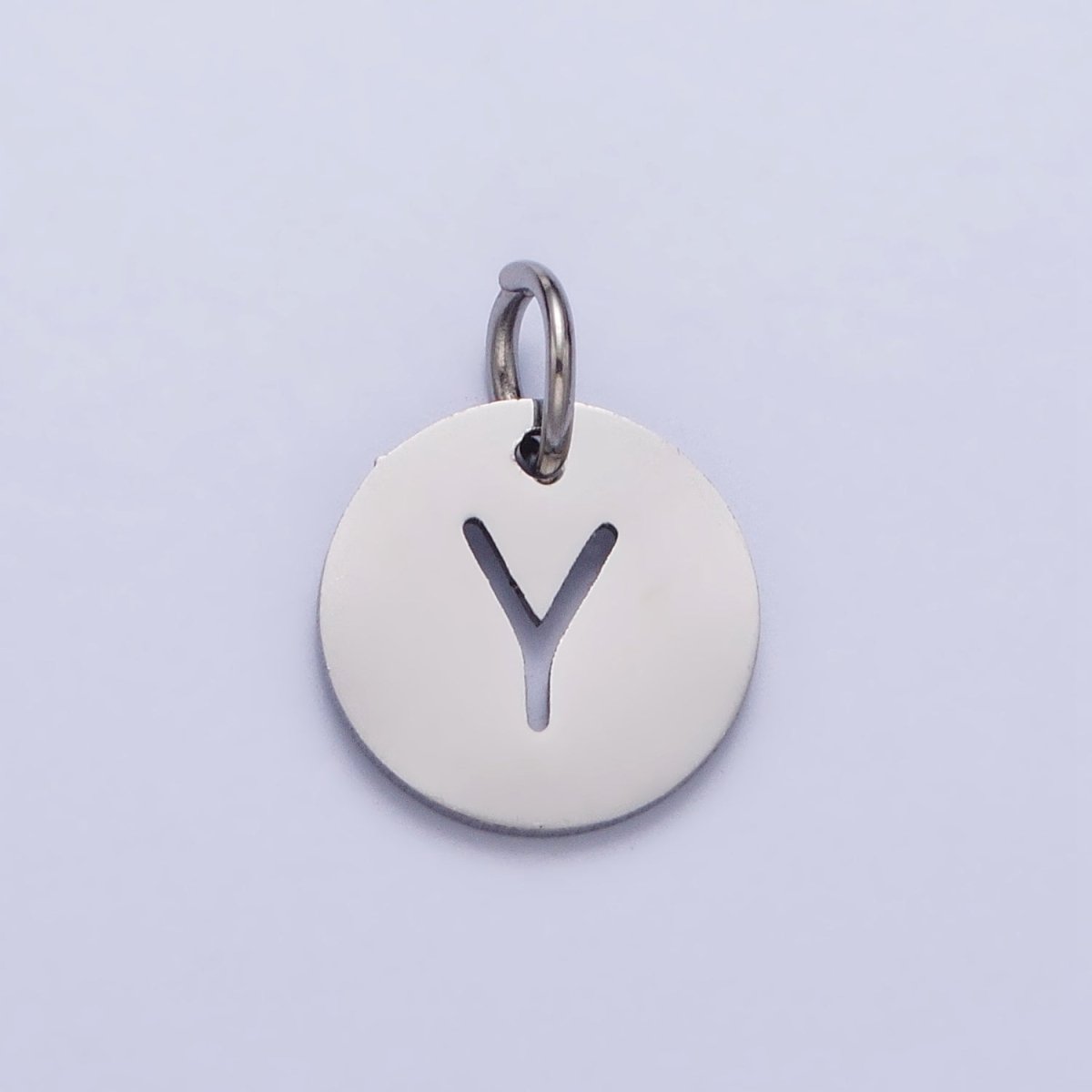 Stainless Steel Round Initial Alphabet Personalized Mini Add-On Charm in Silver | A-416-A-428
