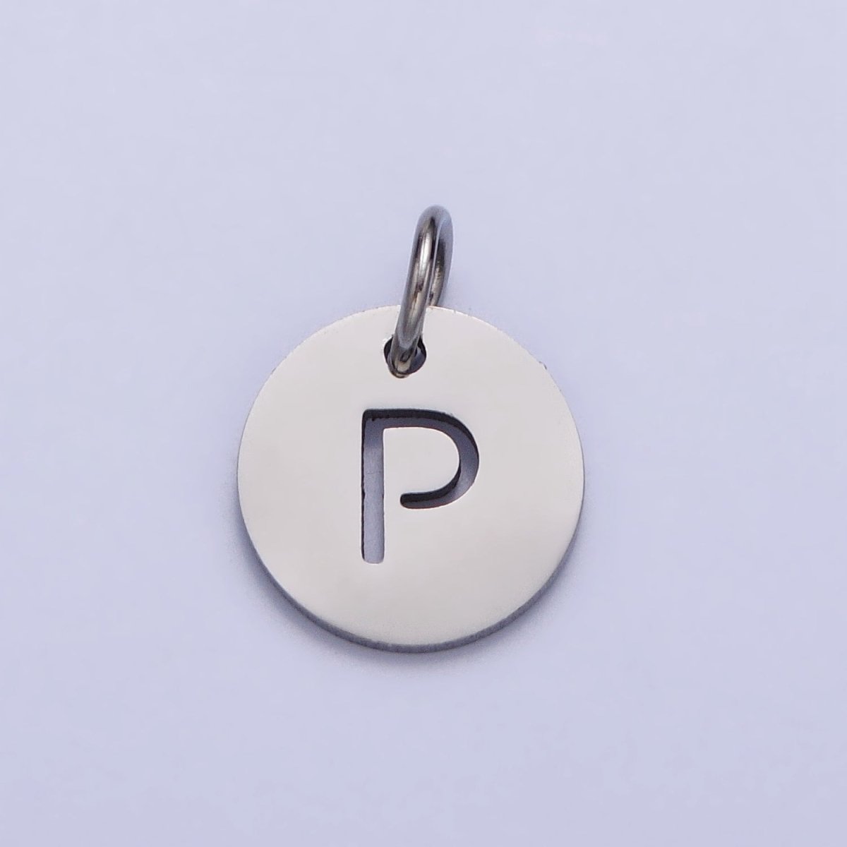 Stainless Steel Round Initial Alphabet Personalized Mini Add-On Charm in Silver | A-416-A-428