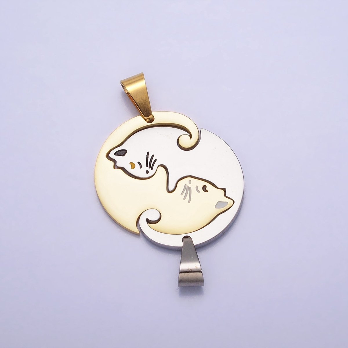 Stainless Steel Sleeping Kitty Cat Couple&