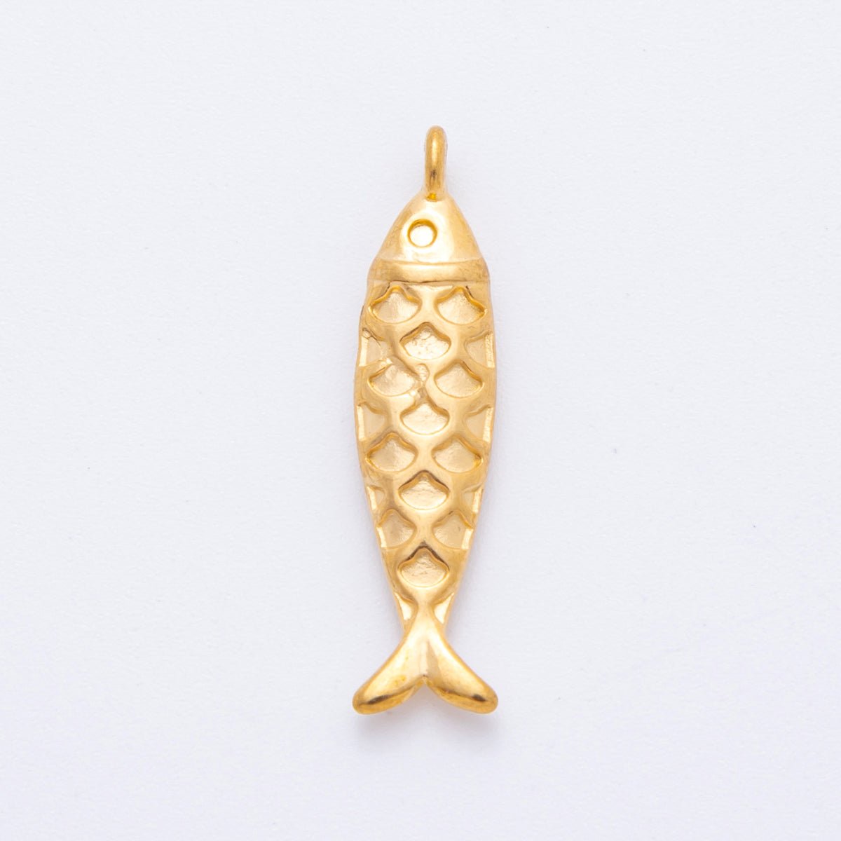 Stainless Steel Textured Fish Multidimensional 3D Pendant Charm | J587