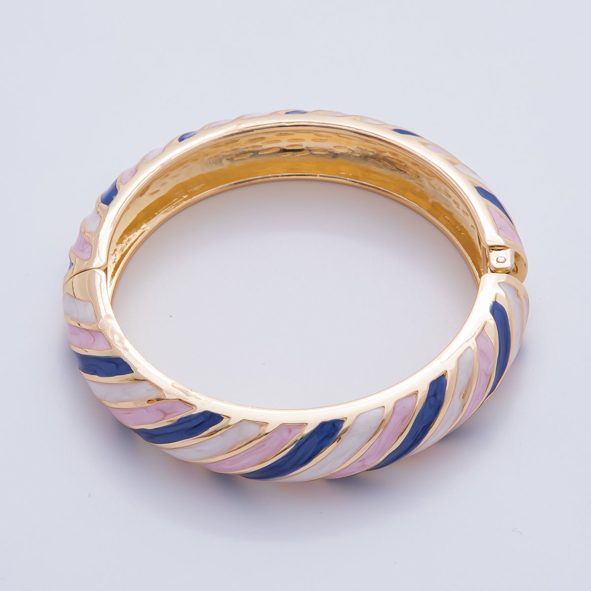 18K Gold Filled Summer Multicolor Enamel Stripped Bangle Bracelet | WA-3333 ~ WA-3337