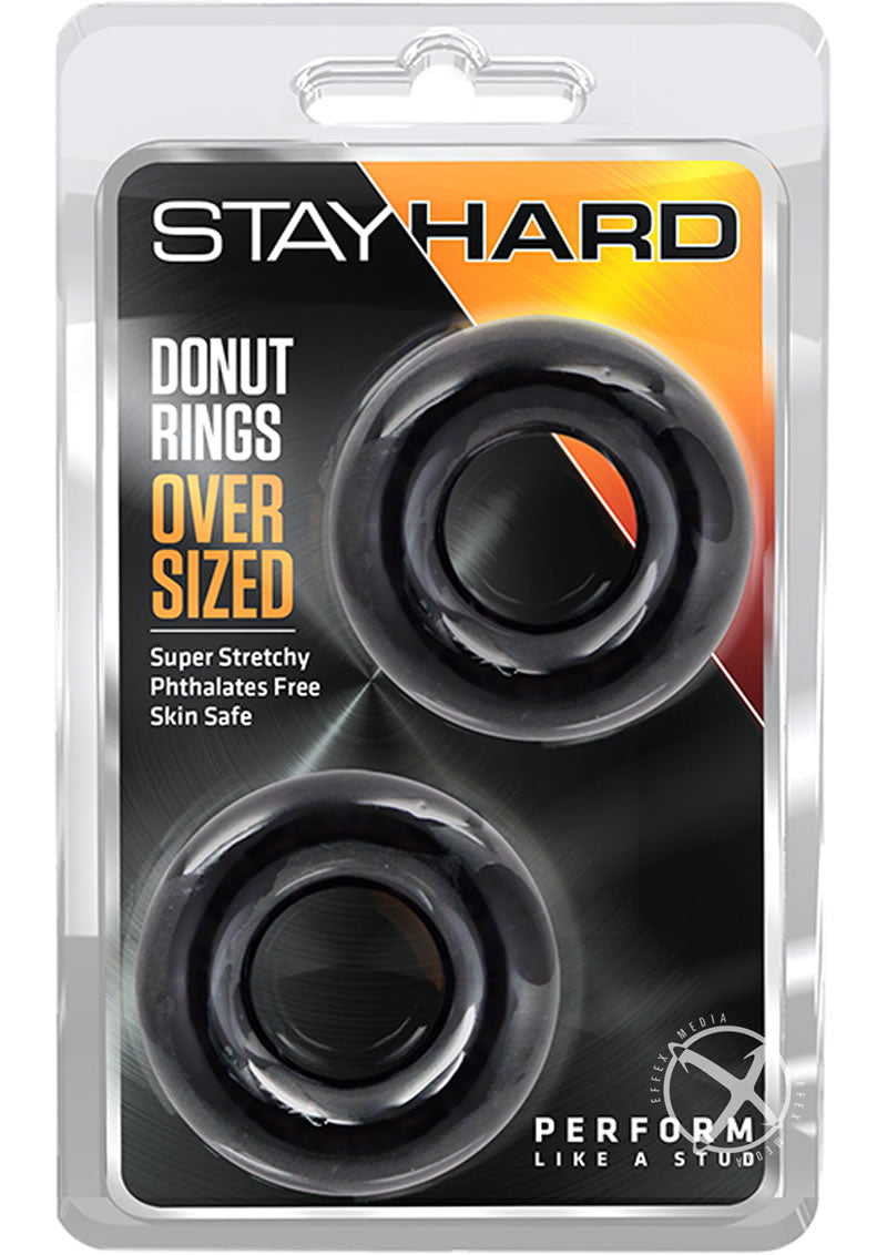 Stay Hard Donut Rings Oversized Stretchy And Body Safe Black Rings