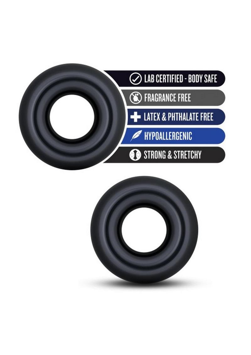 Stay Hard Donut Rings Oversized Stretchy And Body Safe Black Rings