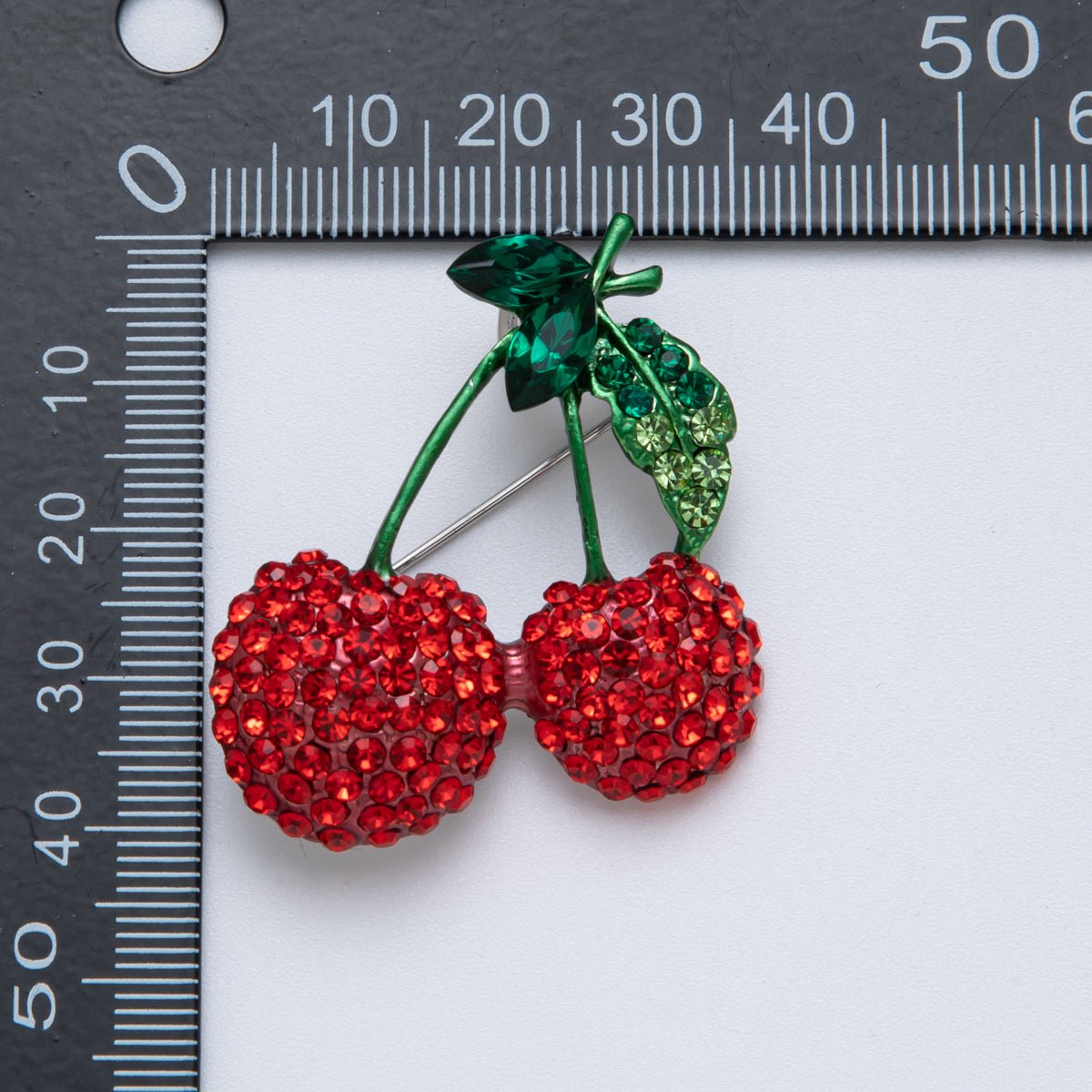Sterling Silver 38mm Red Cherry Fruit Pin Brooch | BH093