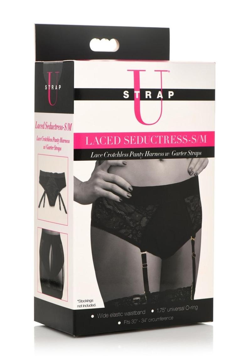 Laced Seductress Crotchless Panty Harness With Garter Straps