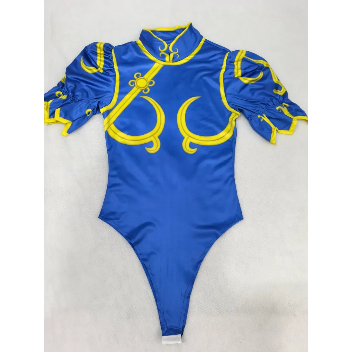 Chun Li Cosplay Costume โ Street Fighter Blue Cheongsam Set with Headdress