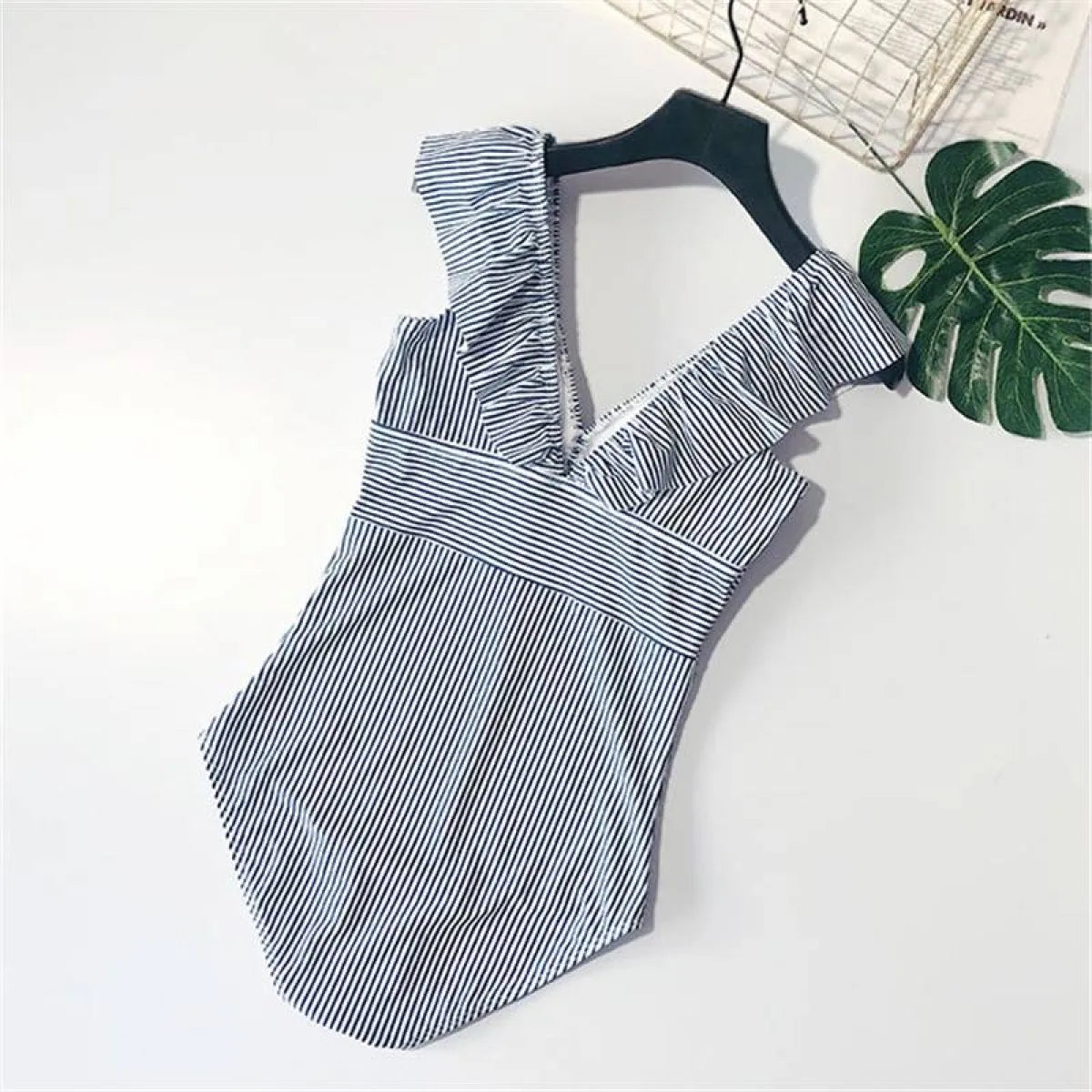 Striped Ruffled Swimsuit