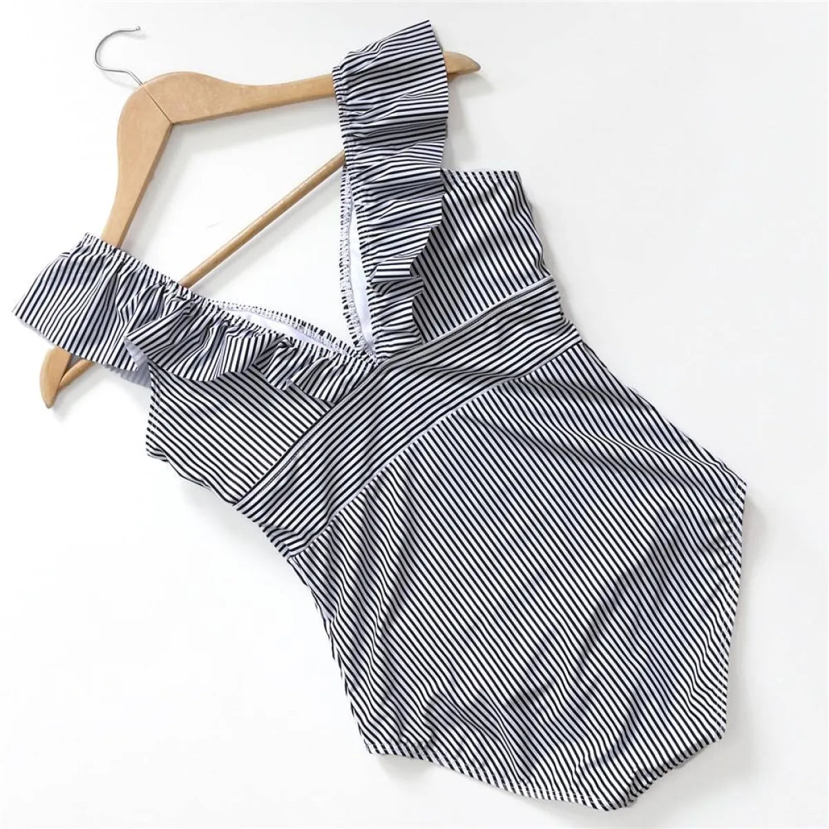Striped Ruffled Swimsuit