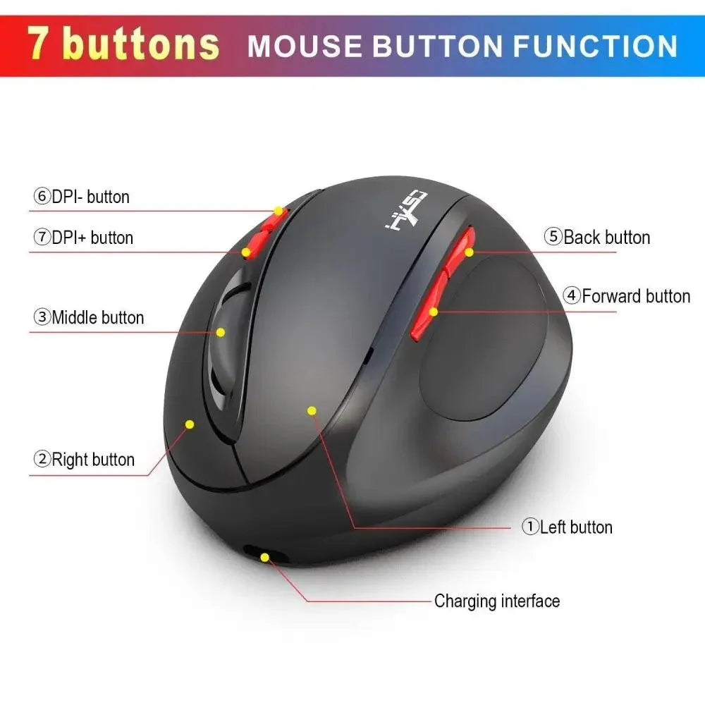 Stylish Wireless Gaming Mouse Vertical Ergonomic Rechargeable Gamer Mouse Classic USB 7 Key Magic Mouse For PC Laptop Notebook Computer Desktop