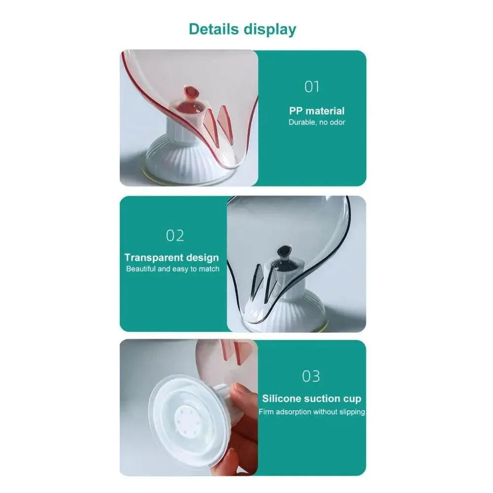 Suction Cup Soap Dish Holder Leaf-Shape Self-Draining Soap Saver Box Not Punched for Shower Bathroom Kitchen Soap Dishes Sponge Container with Suction Cup Leaf Shape Self Draining for Bathroom Kitchen Sink