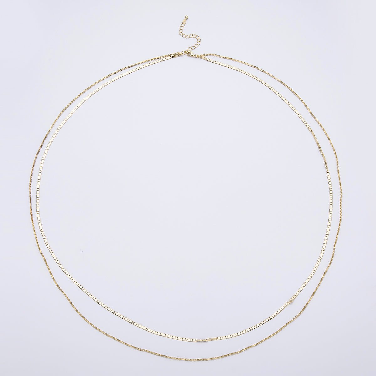 SUMMER 16K Gold Filled 2mm Dainty Double Mariner Cable Belly Waist Chain | WA-04754