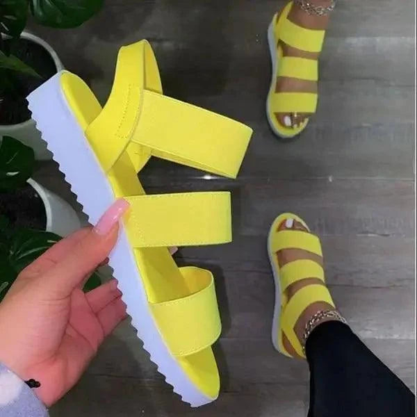 Summer Elastic Womens Sandals Solid Colorful Beach Soft Modern Stylish Women Sandals