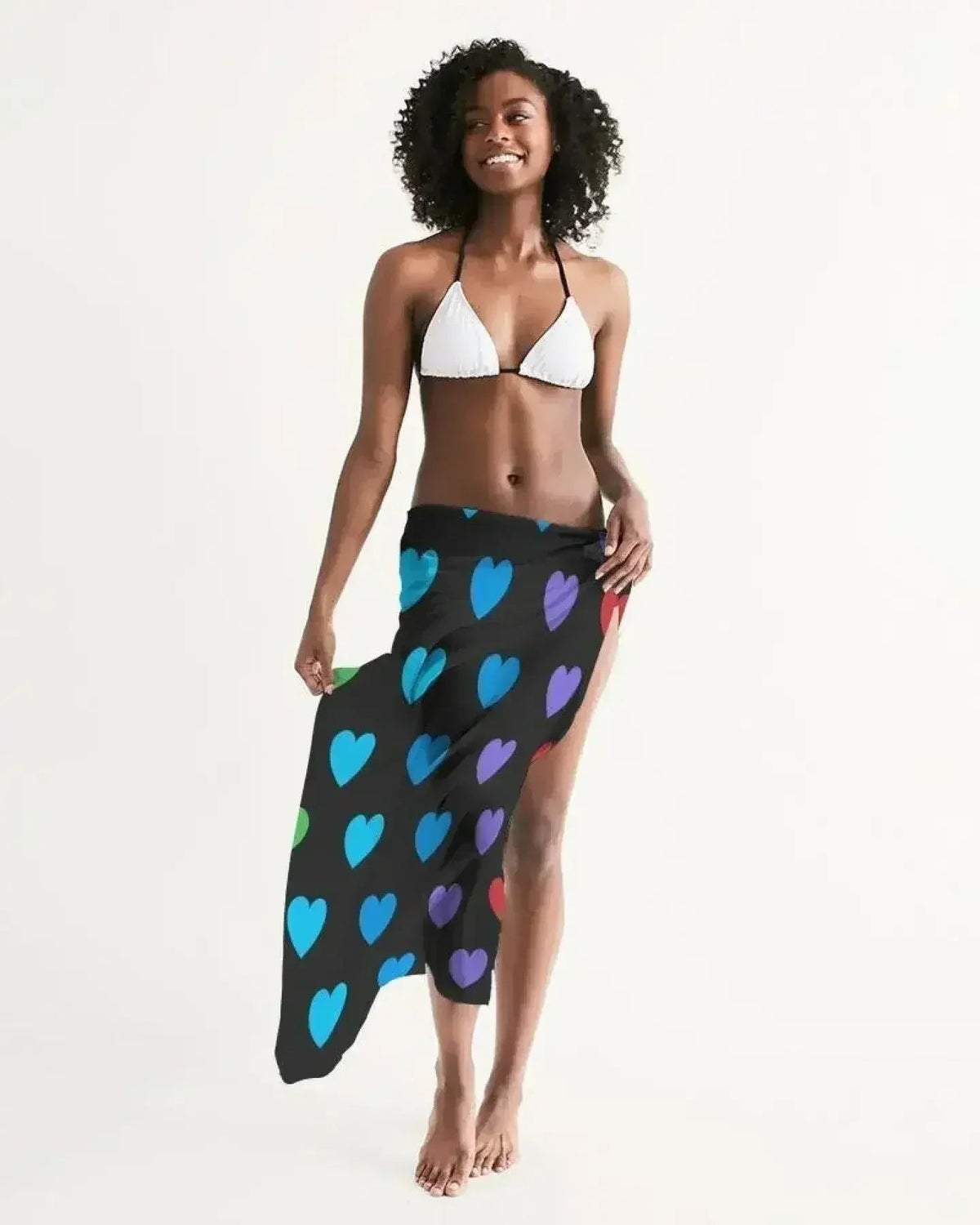 Sheer Rainbow Heart Swimsuit Cover Up
