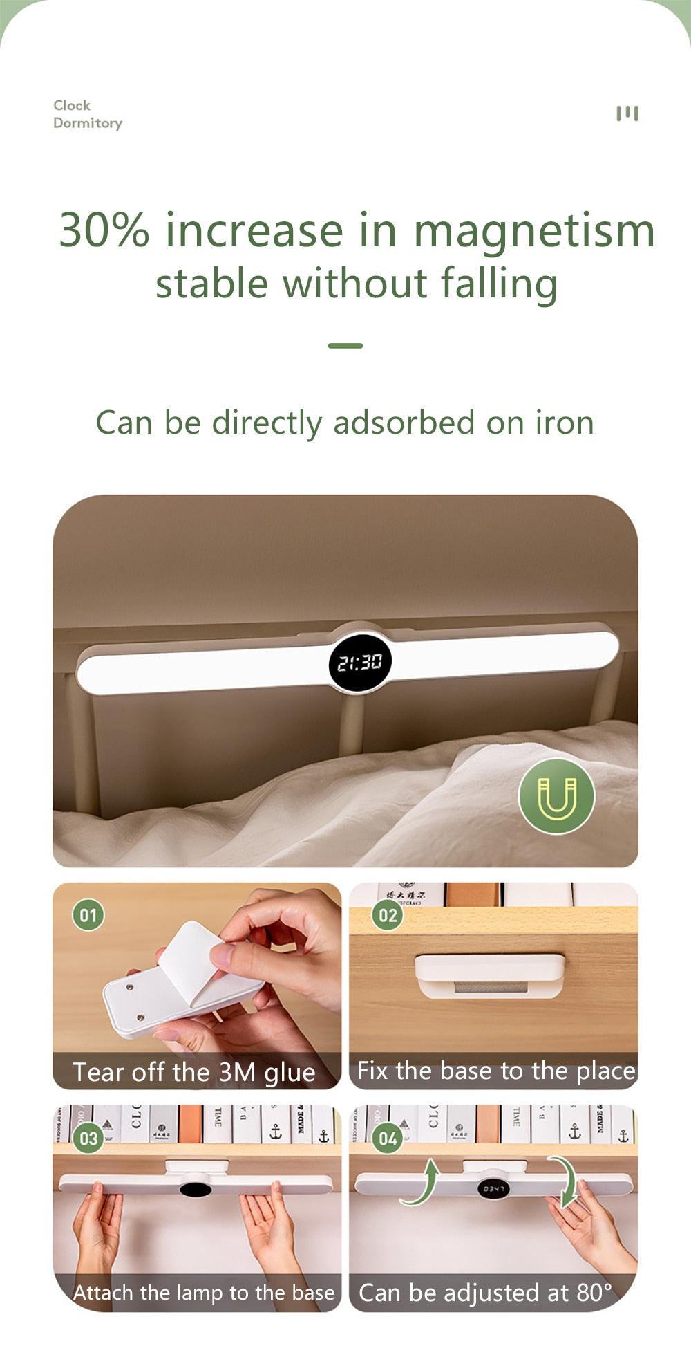 Table Lamp Table Clock USB Lamp Magnetic Led Desk Lamp Study Office Light Rechargeable Bedroom Bedside Children Lamp Decorative Table Lamp Cute Study Lamps for Bedroom Décor