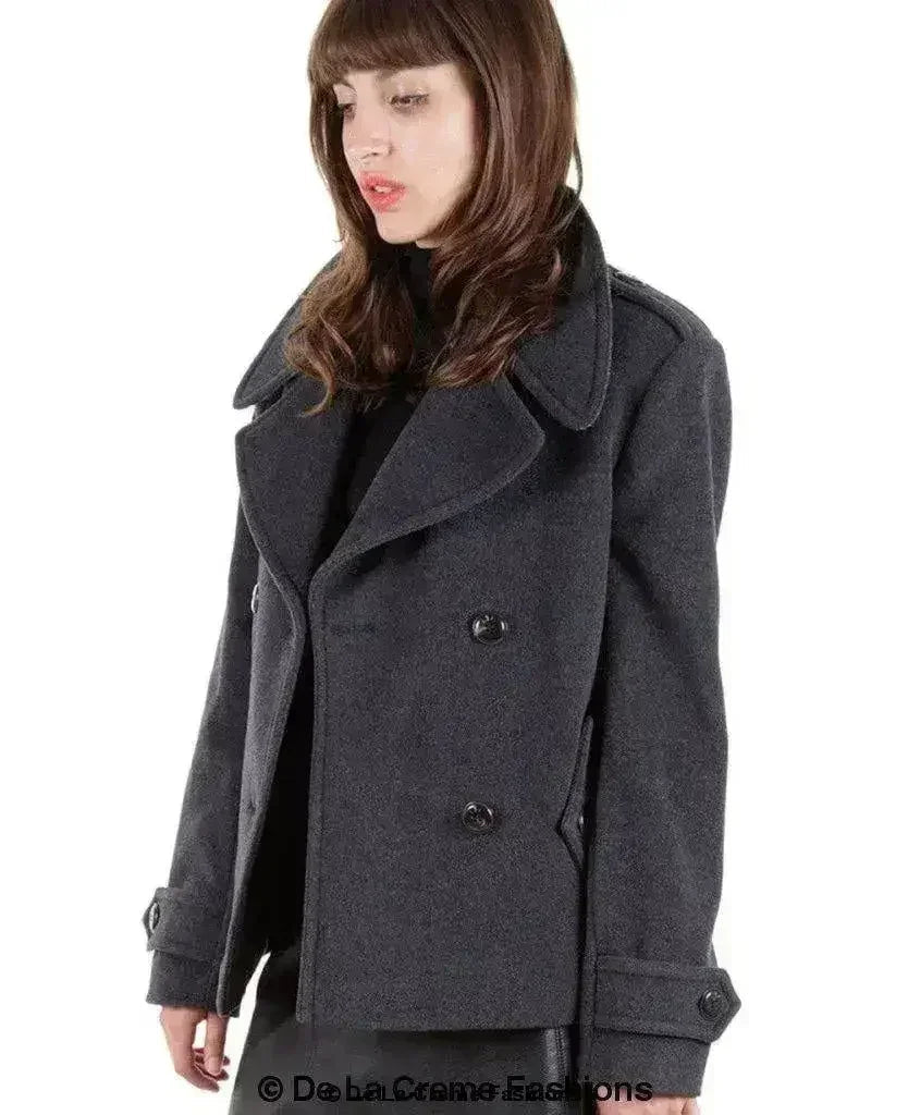 Harris Tweed Pea Coat - Wool Cashmere Blend | Femstylo