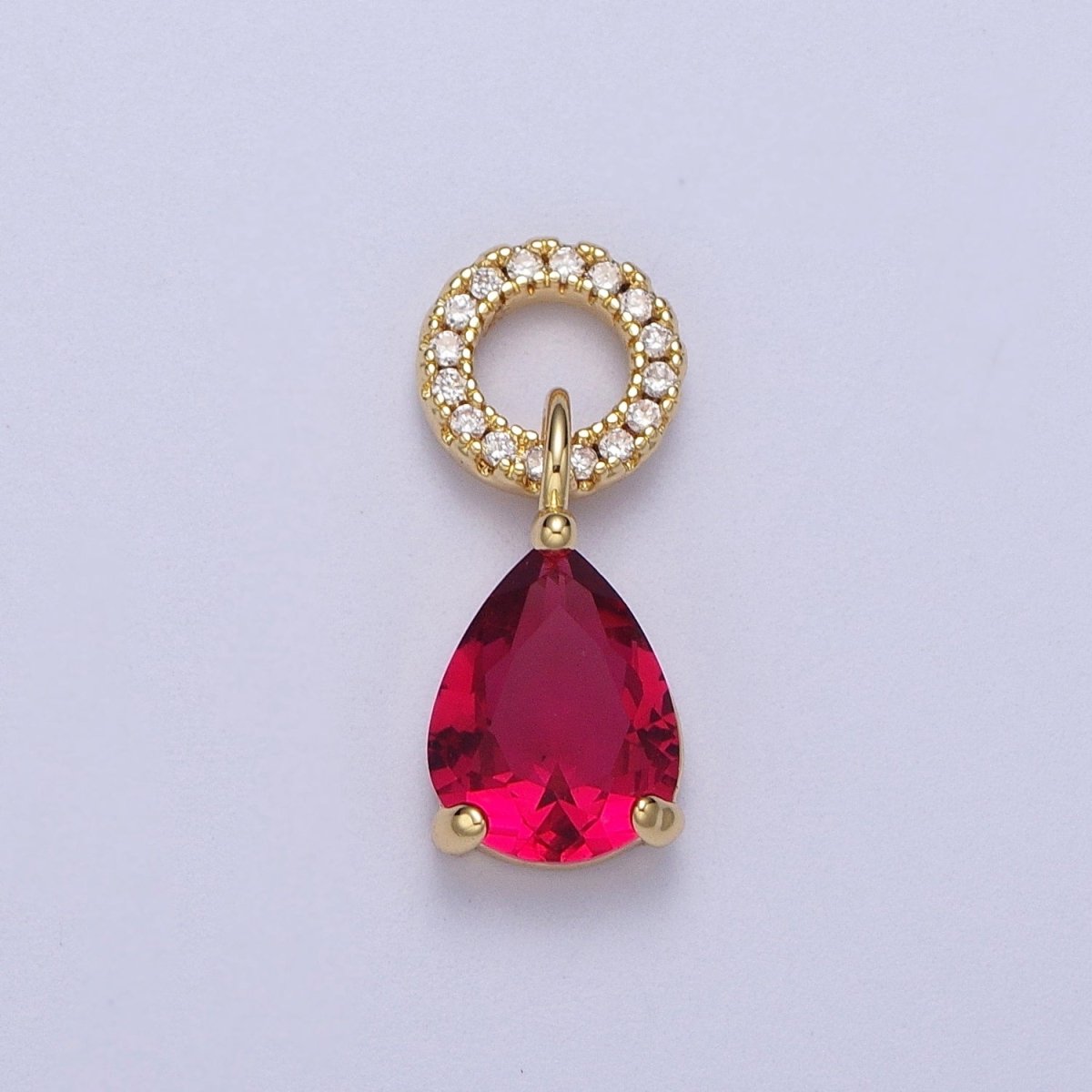 Teardrop Cubic Zirconia Micro Paved Round Bail Charm | C-280 C-282 C-284 C-286 C-290