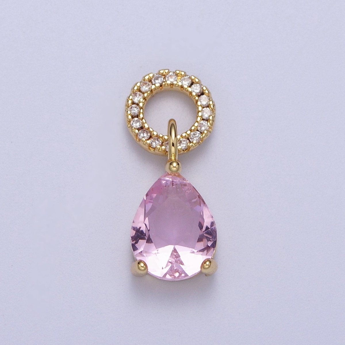 Teardrop Cubic Zirconia Micro Paved Round Bail Charm | C-280 C-282 C-284 C-286 C-290