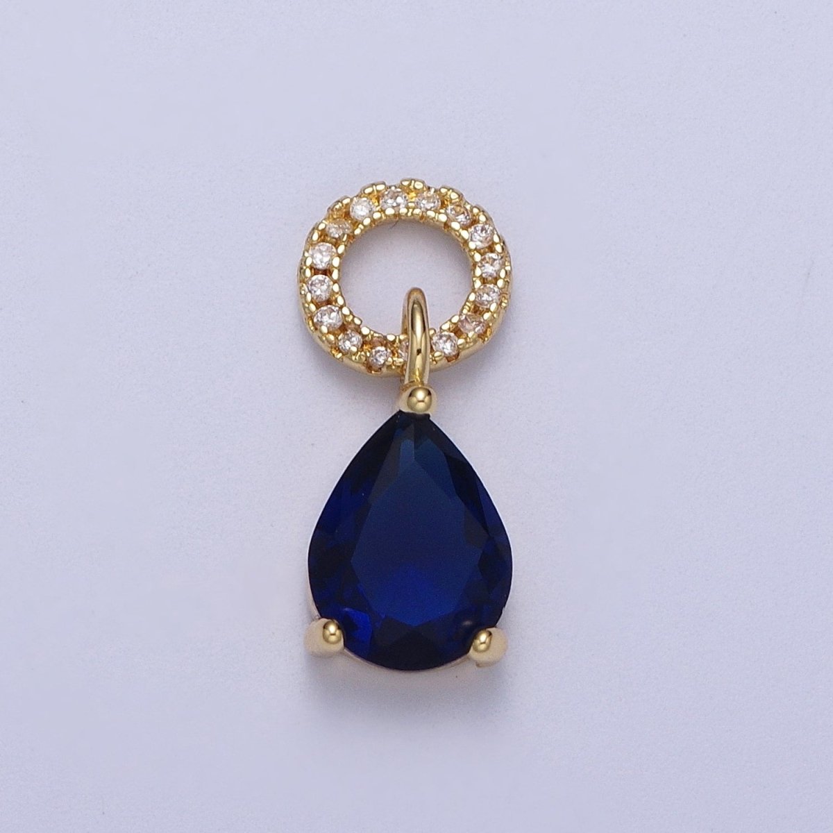 Teardrop Cubic Zirconia Micro Paved Round Bail Charm | C-280 C-282 C-284 C-286 C-290