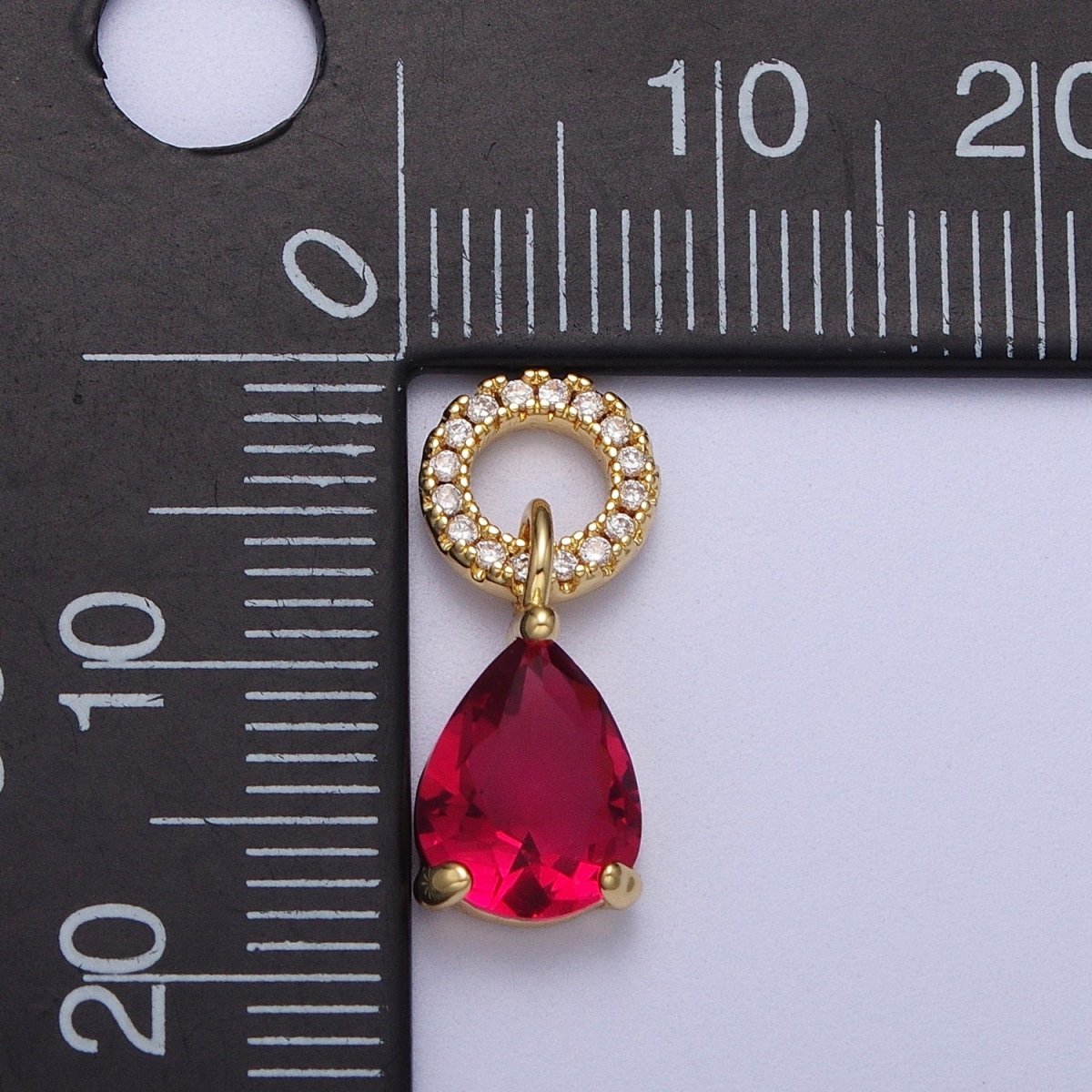 Teardrop Cubic Zirconia Micro Paved Round Bail Charm | C-280 C-282 C-284 C-286 C-290