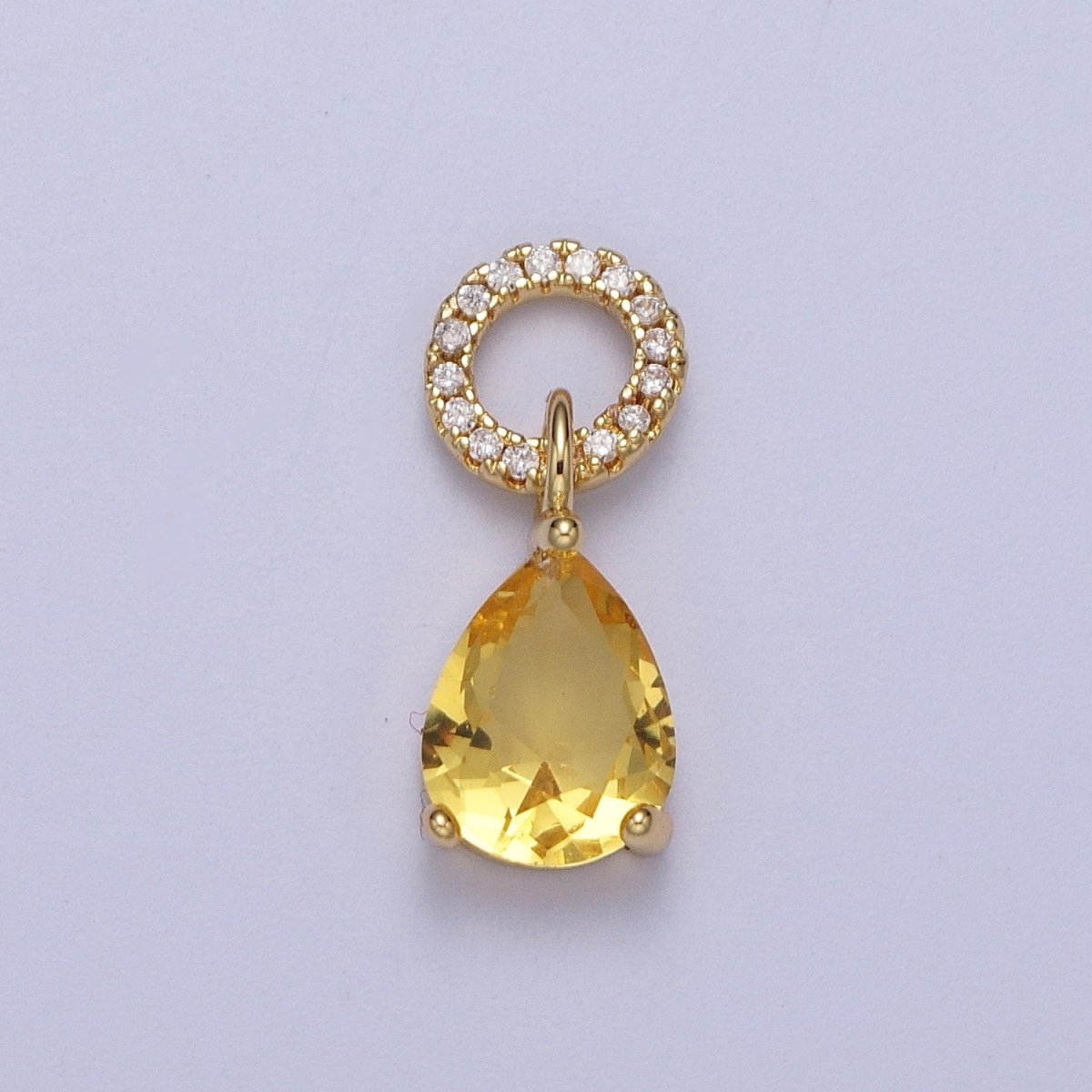 Teardrop Cubic Zirconia Micro Paved Round Bail Charm | C-280 C-282 C-284 C-286 C-290