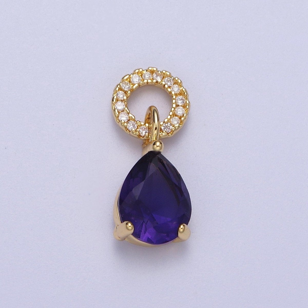 Teardrop Cubic Zirconia Micro Paved Round Bail Charm | C-280 C-282 C-284 C-286 C-290