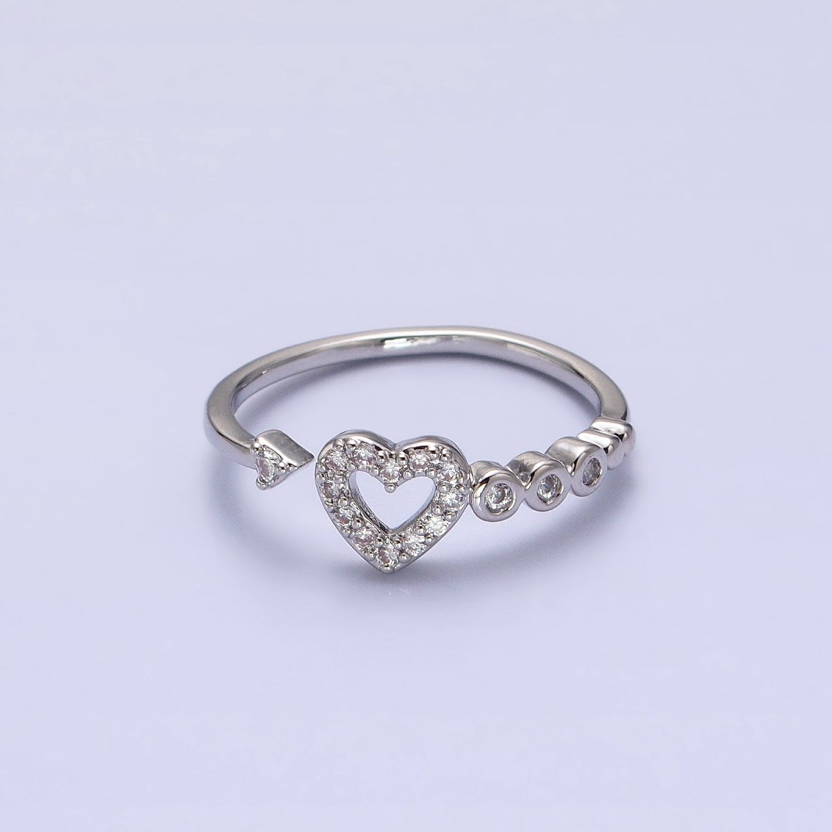 Thin Gold Heart Ring with Micro Pave CZ Stone Minimalist Jewelry O-1811 O-1812