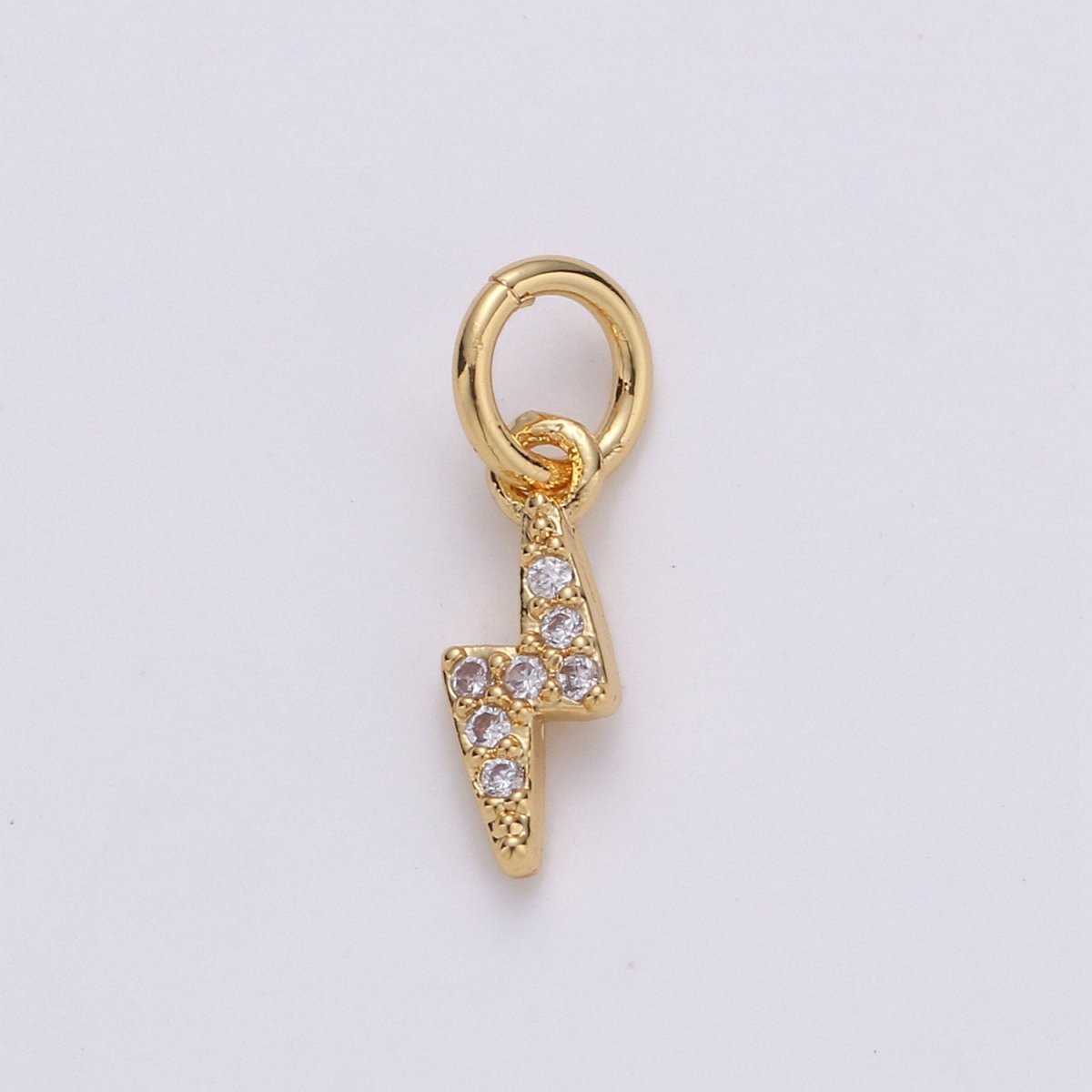 Tiny 14K Gold Fill Charm Lightning Bolt CZ Charm Micro Pave charm Thunder Bolt Charm Silver Bolt Charm for Bracelet Earring Necklace Charm D105 D106