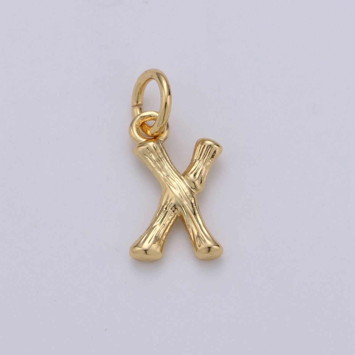 Tiny Bamboo Initial, Letter Alphabet bamboo charms Dainty Gold bamboo Pendant Charm for Necklace Bracelet Earring Component A-057 to A-069