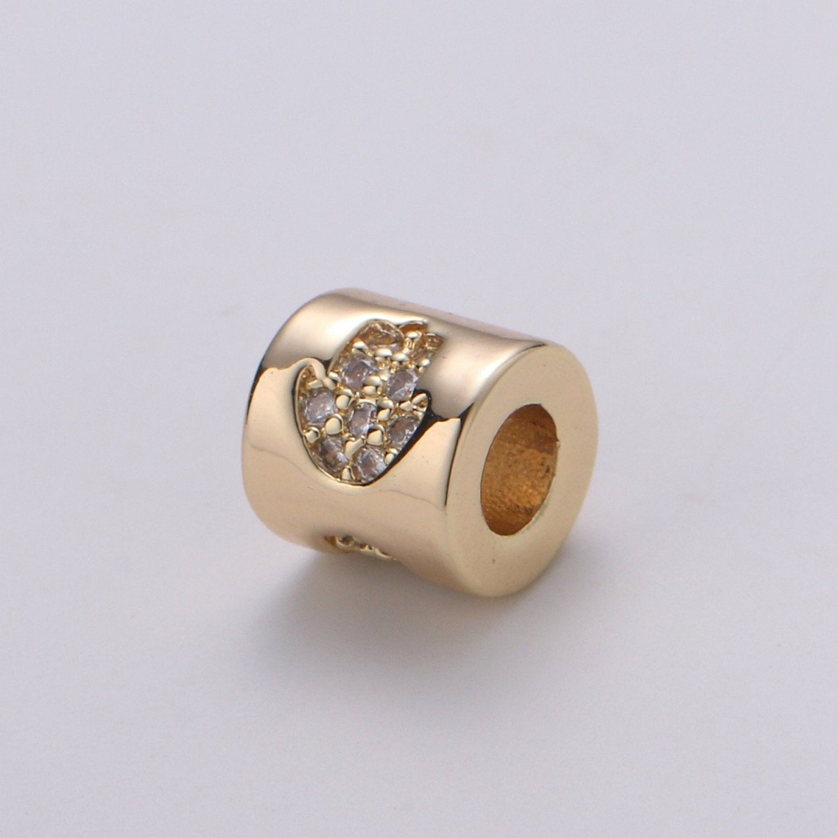Tiny Beads 6mm Bead CZ Gold Beads Hamsa Hand Beads cylinder Cubic Beads for Bracelet Necklace Supply Large Hole Beads 3mm hole