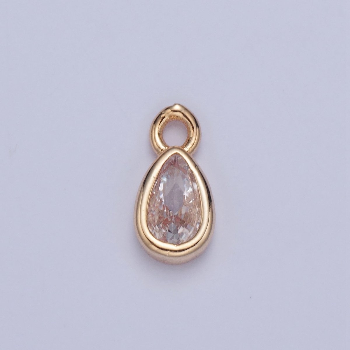 Tiny Gold Teardrop Charm, Micro Pave Tear Drop, Mini Geometric Charm Cubic Zirconia Charm CZ Bracelet Charm X-011-X-017