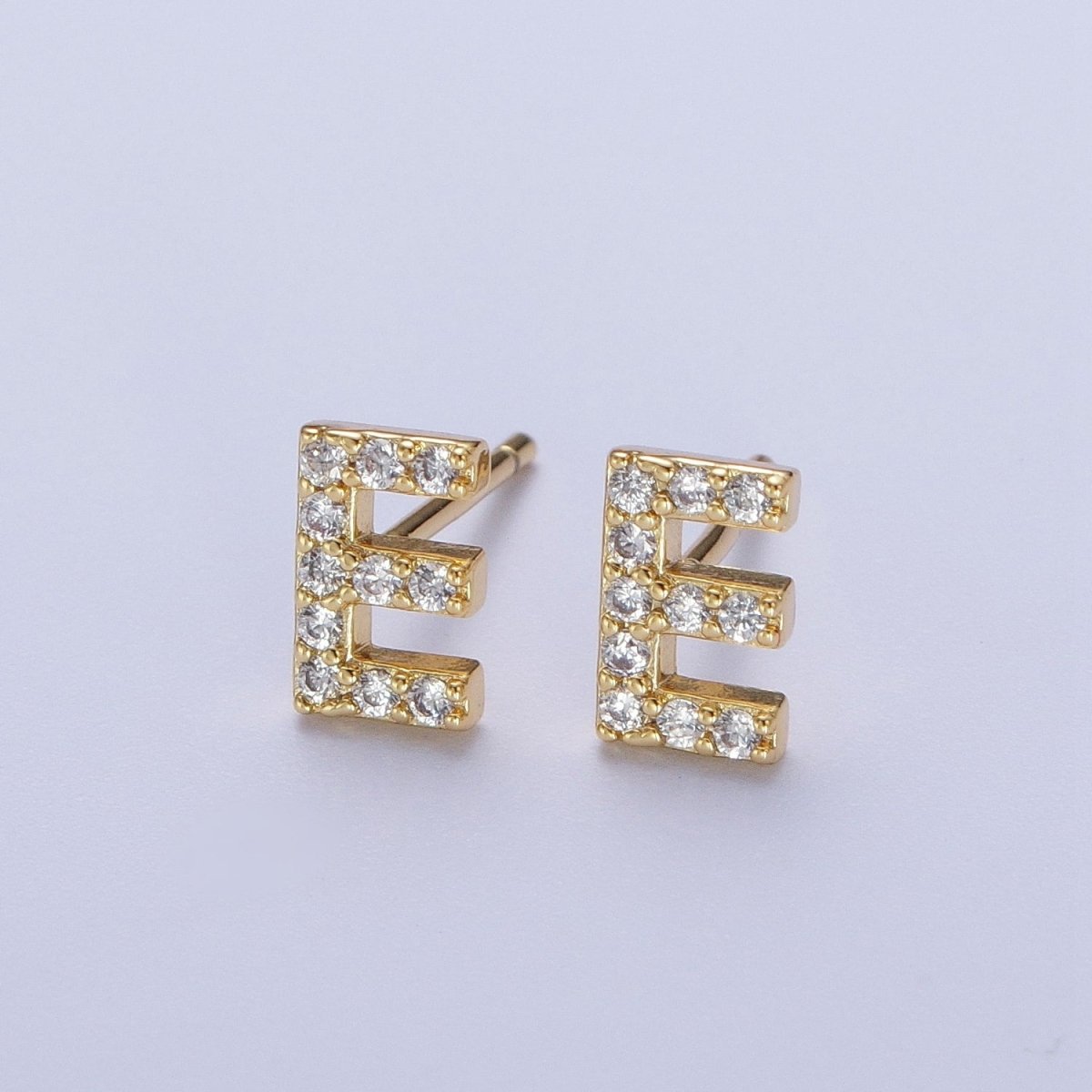 Tiny Initial Earring, Letter Stud Earrings, Initials Earrings, Diamond CZ Initial Earrings, Letter Studs Dainty Earring | AE-1056~AE-1081
