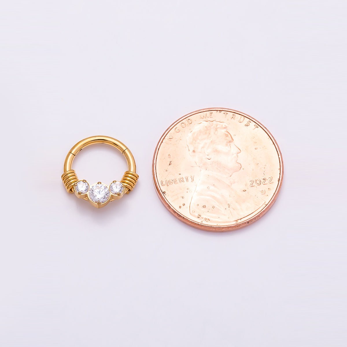 Titanium 11.5mm Clear CZ Cluster Single Septum Cartilage Piercing Clicker in Gold & Silver |BJ-00122 BJ-00123