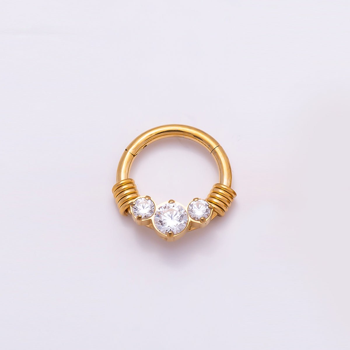 Titanium 11.5mm Clear CZ Cluster Single Septum Cartilage Piercing Clicker in Gold & Silver |BJ-00122 BJ-00123