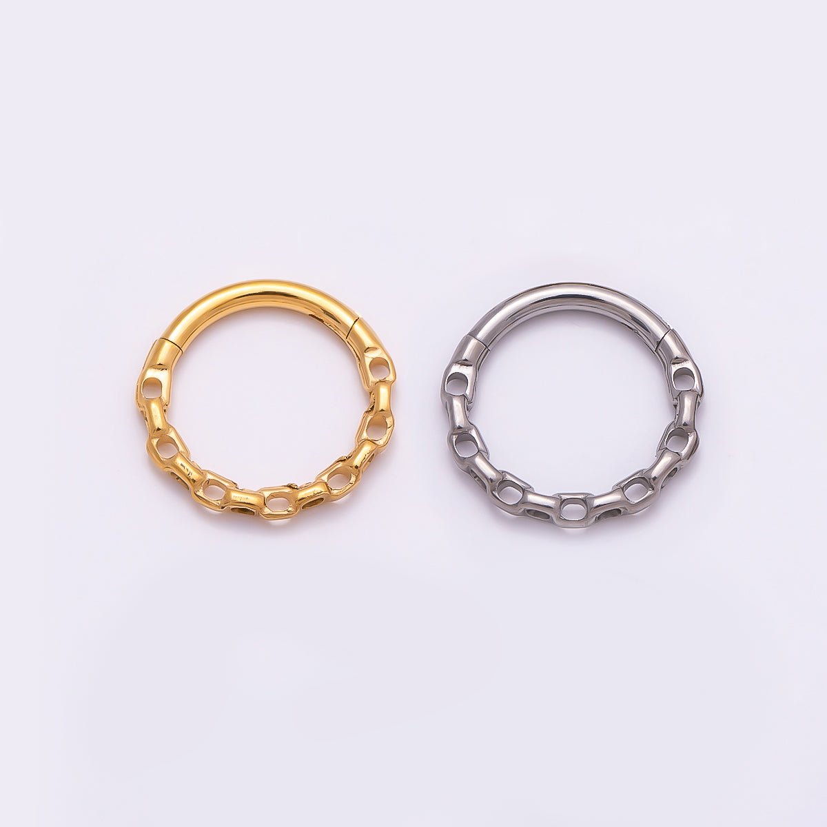 Titanium 11mm Cable Single Septum Cartilage Piercing Clicker in Gold & Silver | BJ-00120 BJ-00121